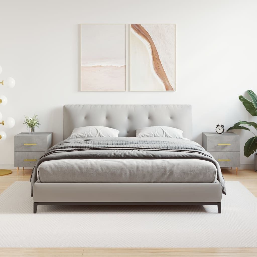 The Living Store Nachttische 2 Stk. Betongrau 40x35x47,5 cm Holzwerkstoff