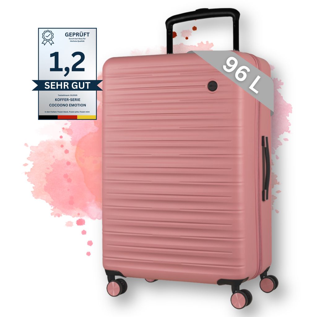 COCOONO Emotion Koffer FROZEN PINK - GROßER 96L Premium Trolley – Stilvoller Reisekoffer mit Rollen – TSA-Schloss - Trolley & Hartschalenkoffer