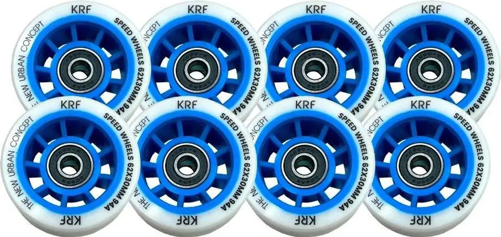 Krf 30mm Abec9 Sac de 8 Roues de Roller Argent 62mm 94A Performance