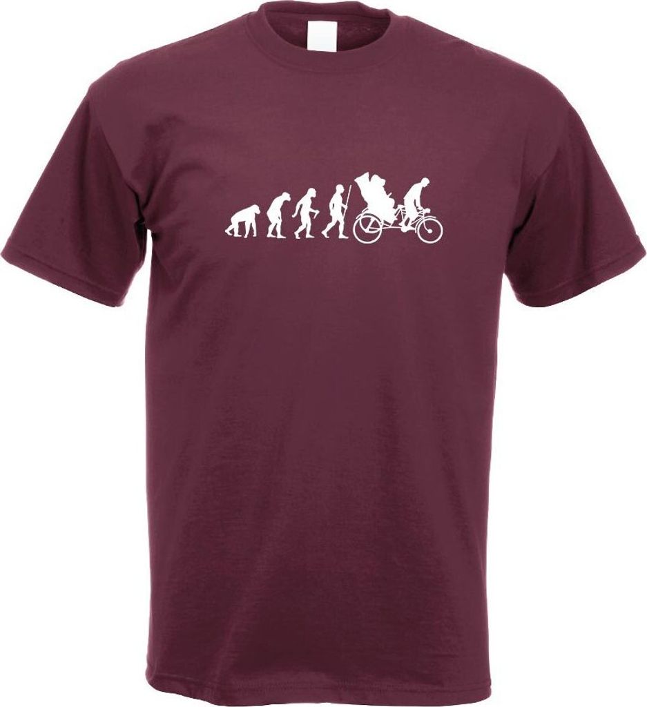 Kiwistar - T-Shirt - Burgund - Fahrradrikscha Evolution Motiv Bedruckt Funshirt Design Print - mit Motiv Bedruckt - Funshirt Design - Sport - Freiz...