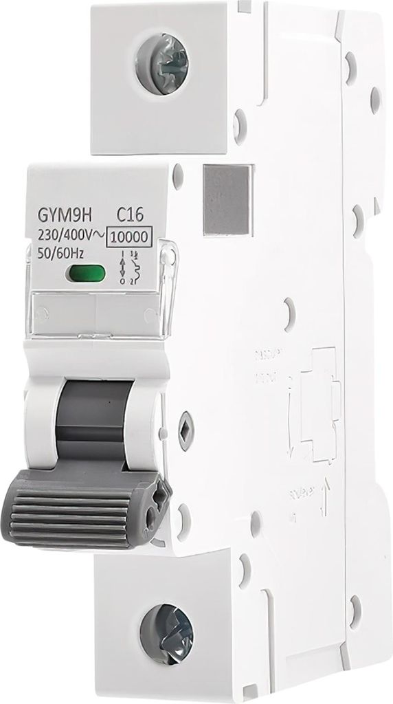 GYM9H Mini-Leistungsschalter 1-polig 16A, 10kA Abschaltvermögen, C-Kurve, AC 230V/400V, DIN-Schienenmontage