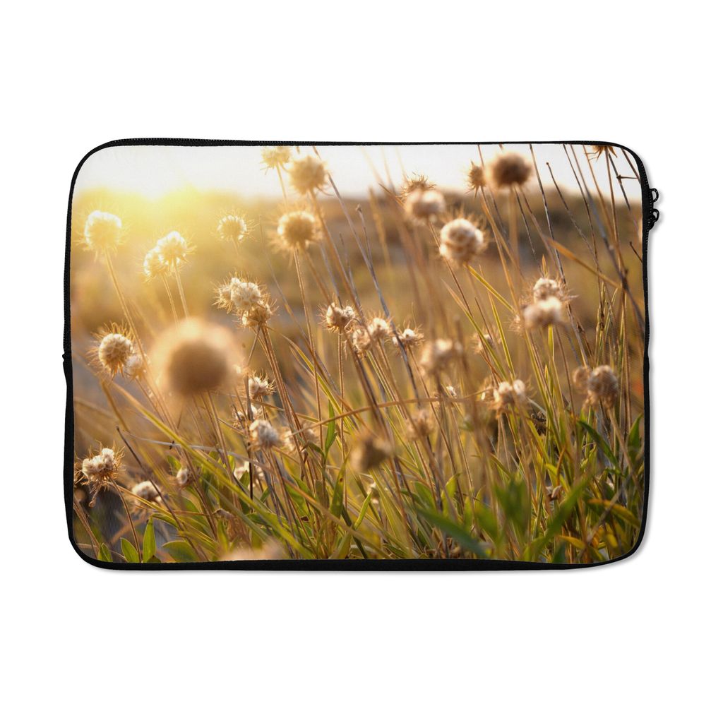 MuchoWow Laptop Hülle 13 Zoll Pflanzen - Natur - Blumen - Sonne - Horizont Laptoptasche - Laptophülle - Sleeve - Rundumschutz