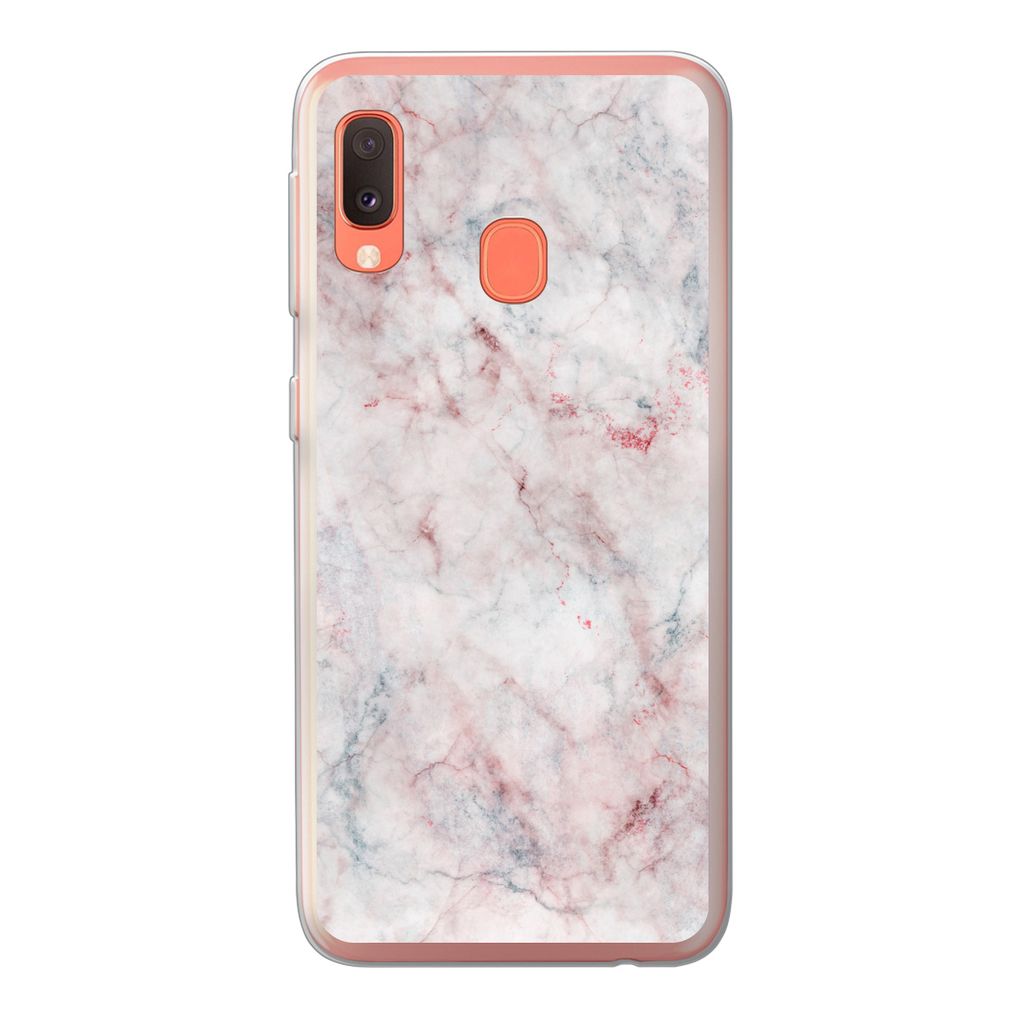 MuchoWow Handyhülle Schutzhülle Hülle für Samsung Galaxy A20e Marmor - Rot - Naturstein Silikon Softcase Handy Hülle - Abdeckung