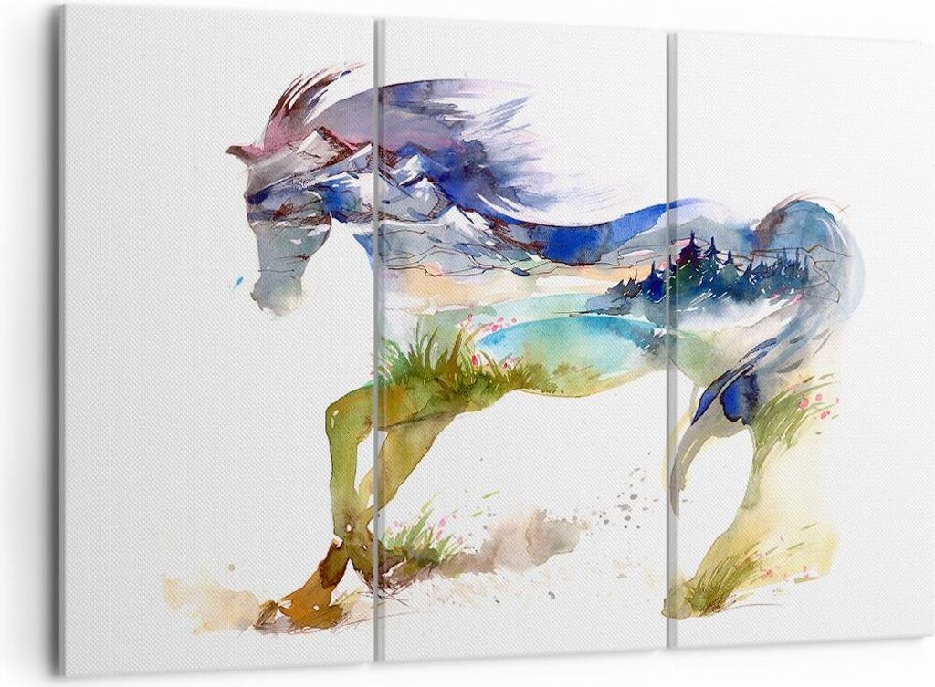 Bild auf Leinwand - Leinwandbild - Pferd Natur arabien ethnische - 105x70cm - Wand Bild - Wanddeko - Leinwanddruck - Bilder - Kunstdruck - Wanddeko...