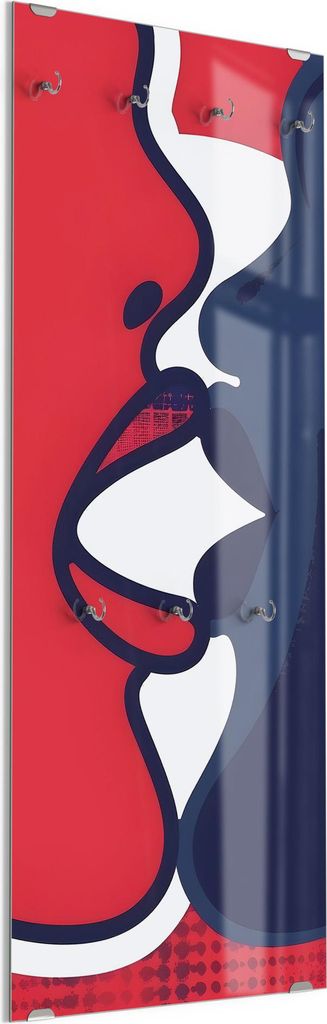 DEQORI Kleiderhaken aus Glas 50x125 cm 'Kuss der Kontraste' Wand Garderobe Paneel Haken