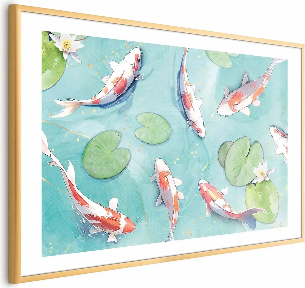 Stampa Artistica Pond in Japan 90x60 cm: Cornice Oro d'Autore