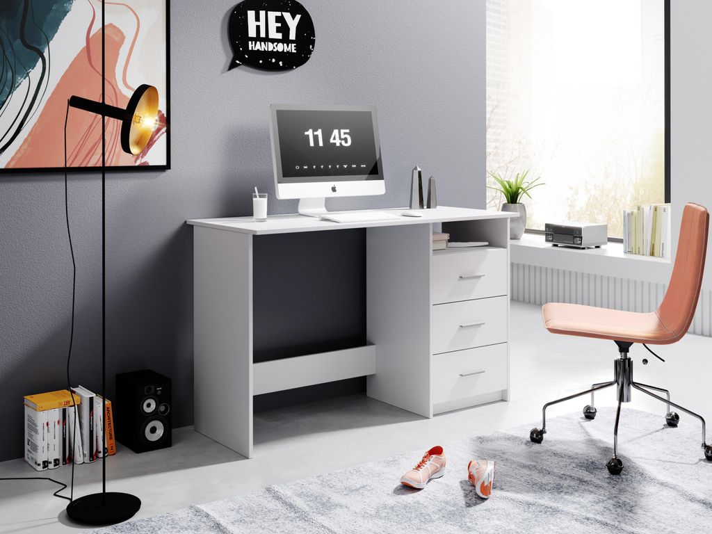 Schreibtisch Computertisch Arbeitstisch Bürotisch Laptoptisch Büromöbel "Mack I" Weiß