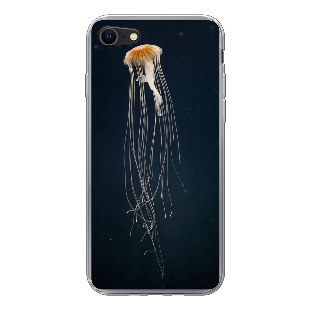 MuchoWow Handyhülle Schutzhülle Hülle für iPhone 7 Qualle - Meerestier - Tentakel Silikon Softcase Handy Hülle - Kartenhalter