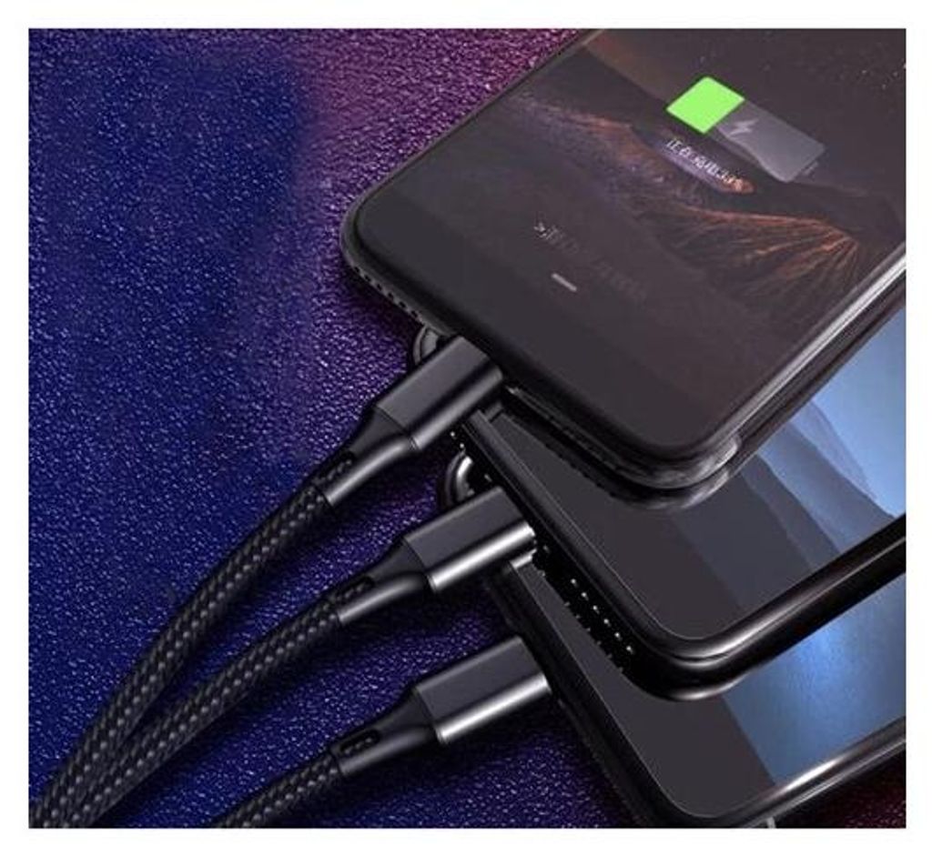 3in1 USB-Ladekabel 1,2 m Schnellladefunktion 3.0 robust Produktbild 