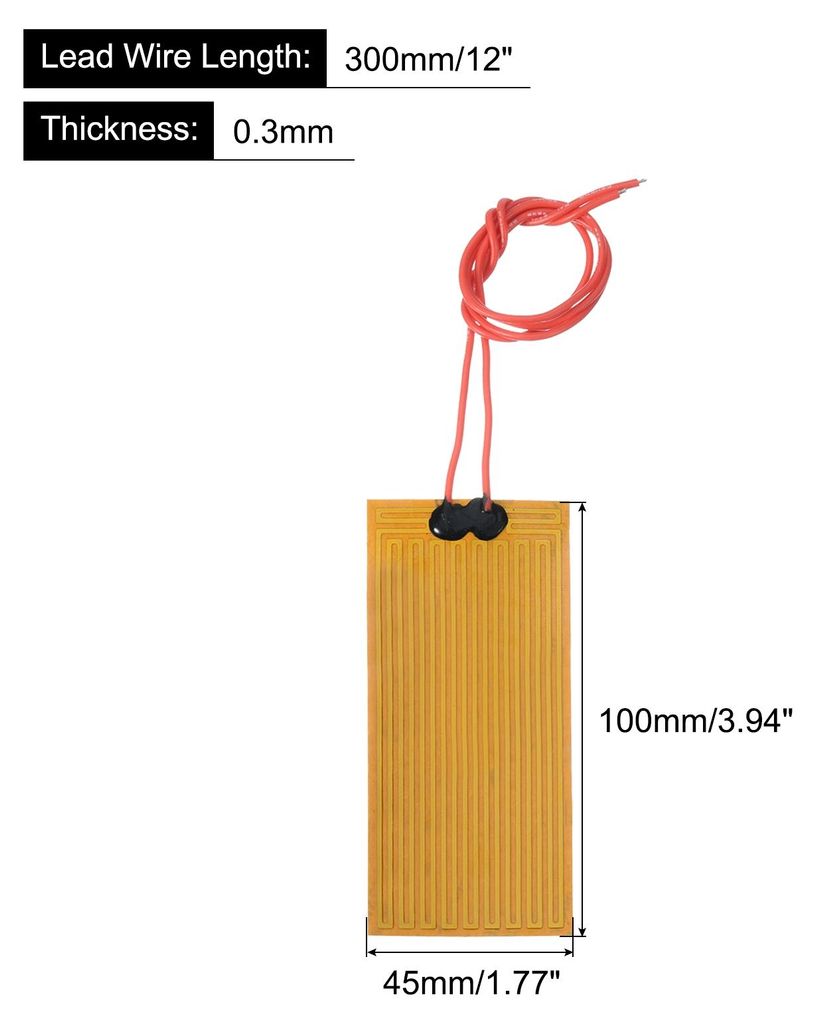 Heizfolie Heizplatte, 24V 30W Polyimid Heizpad, selbstklebende PI Heizelemente Folie 100mmx45mm Heizstreifen fš¹r konstante Temperatur, Packung m...