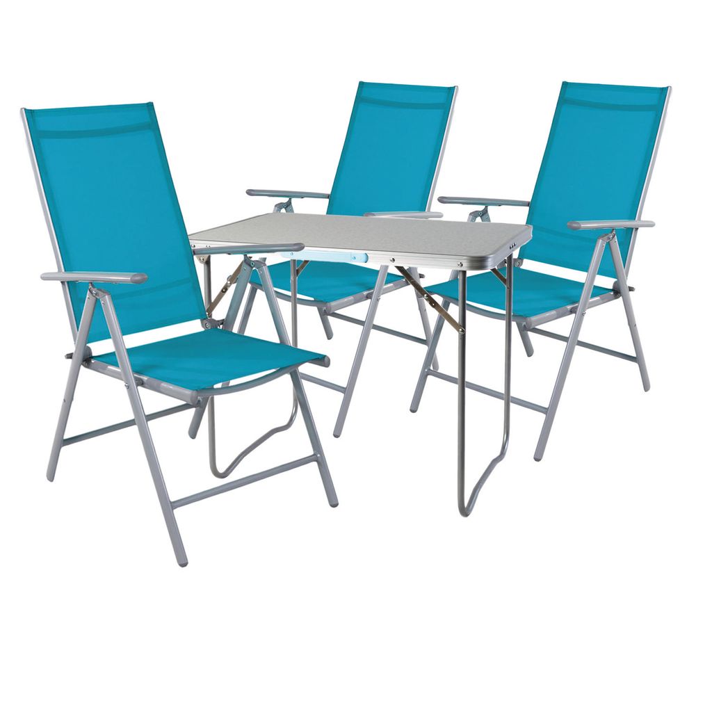 4-teiliges Campingmöbel Set Aluminium Textilen Petrol