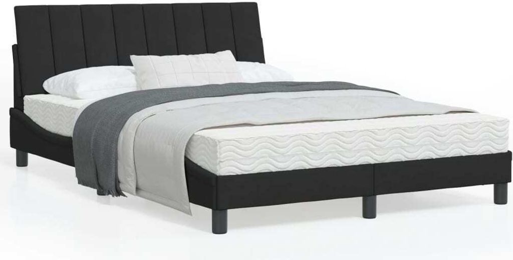 "2026 Promotion" Bett mit Matratze - "Hanko" Schwarz - 120x200 cm - Samt - Polsterbett CC11393