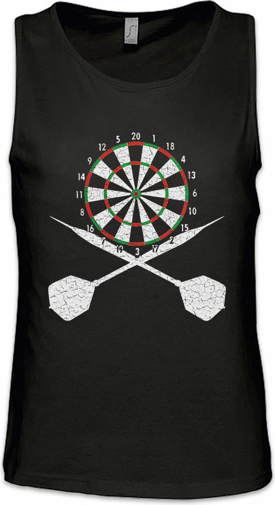 Urban Backwoods Darts Board And Crossed Dart, Ärmelloses T-Shirt, Farbe: Schwarz, Größe: S