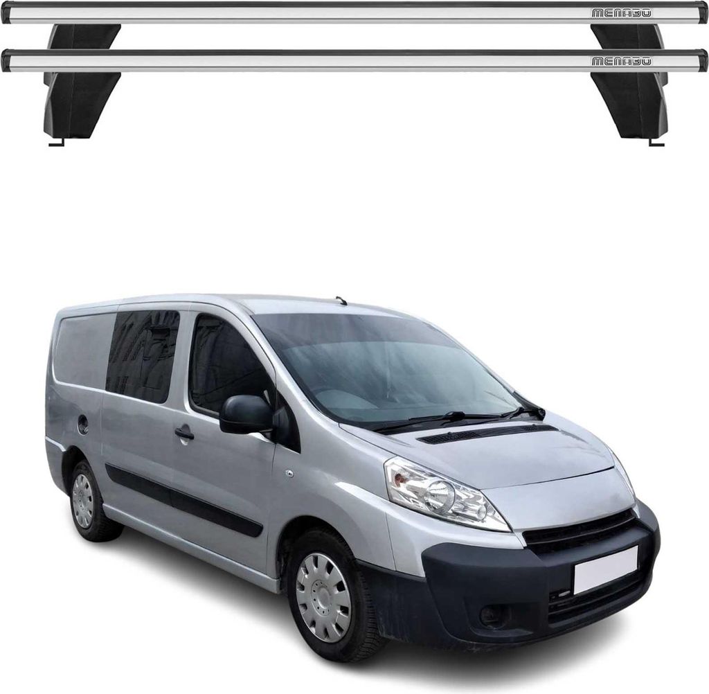 Menabo Dachträger Grundtäger für Peugeot Expert 2007-2016 75kg Alu Silber 2 tlg