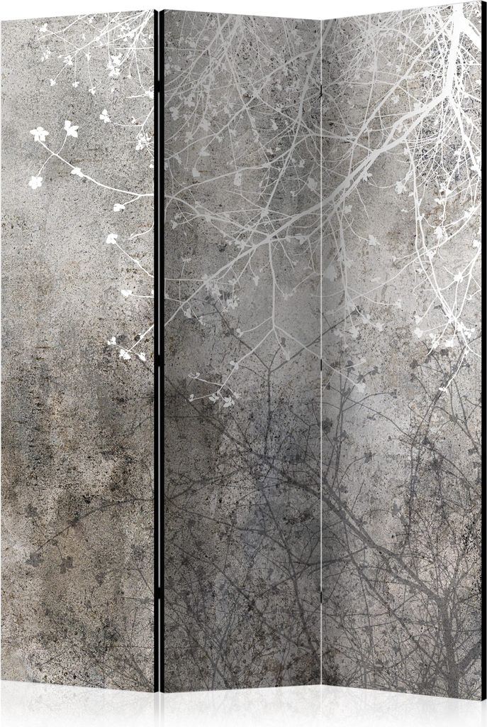 Neuheit! Dekorativer Paravent Raumteiler Trennwand Foto-Paravent Spanische Wand XXL ZWEIGE NATUR BETON OPTIK 135x172 cm b-C-0826-z-b