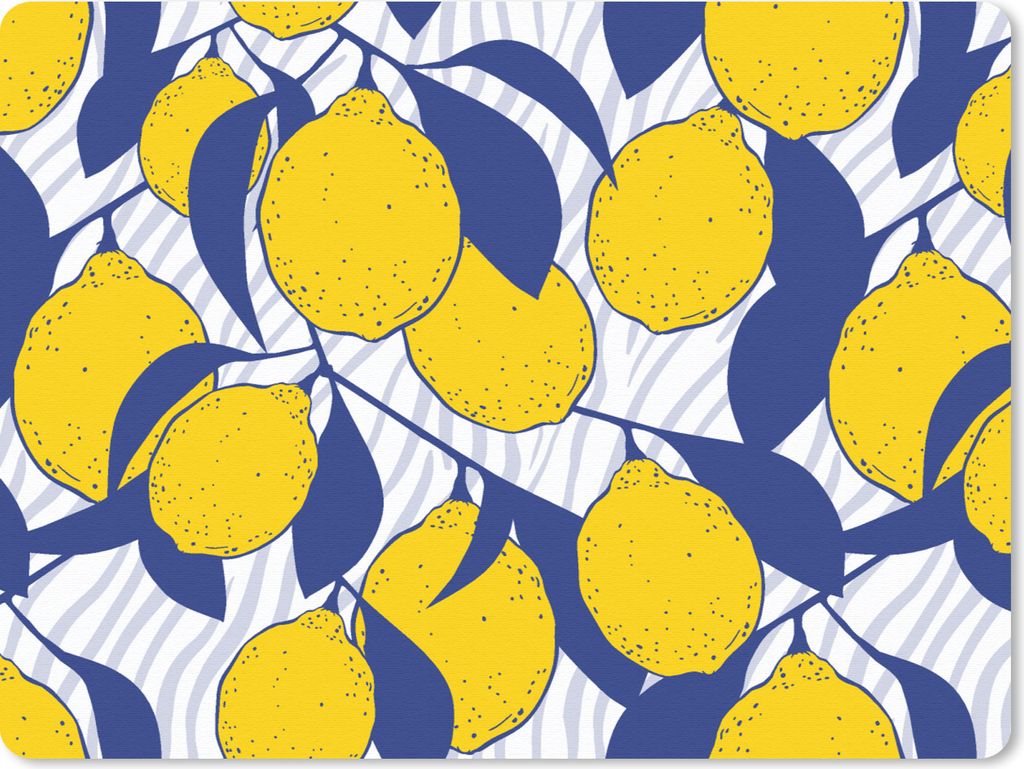 MuchoWow Mauspad Mousepad Zitrone - Zebra - Obst - Muster 23x19 cm - Mousepads - Maus Mat - Pad - Mausunterlage - Schreibtischunterlage - Mauspad