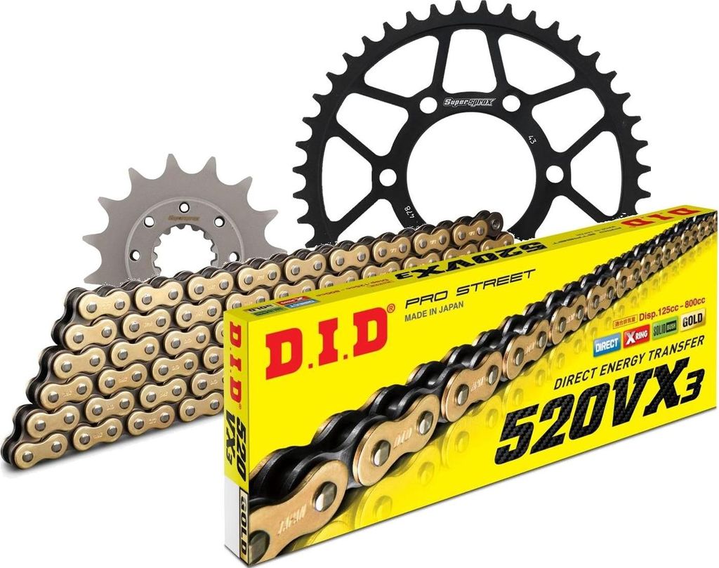 DID Kit Stahl Kompatibel mit Kawasaki Z750 /S 04-06/Z750 ABS 07-13... 15-43-112 DID520VX3(G&B) Endlos