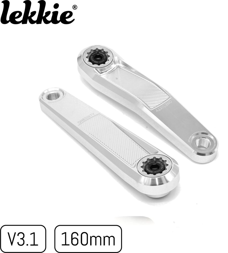 windmeile | Lekkie Buzz Bars Pedalarme, Left Offset Square Drive 160mm, V3.1, Silber and Silber, Kurbeln für Bafang BBS01/02/HD, E-Bike, Pedelec