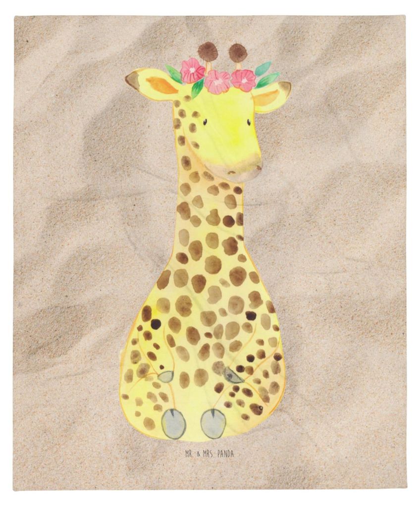 Mr. & Mrs. Panda Bettdecke Giraffe Blumenkranz - Sandig - Geschenk, Selbstliebe, Warme Decke, Kuscheldecke, Afrika, Tagesdecke, Freundin, Plaid, Ab...
