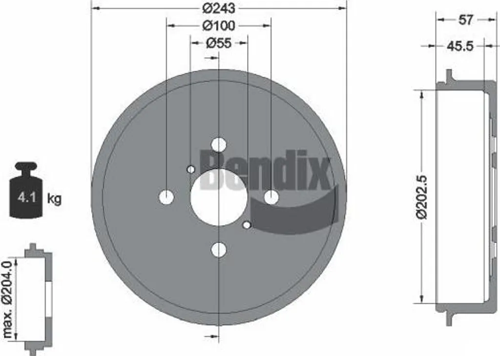 Tambour de frein haute performance BENDIX BDM1152 pour Toyota Yaris 1.3