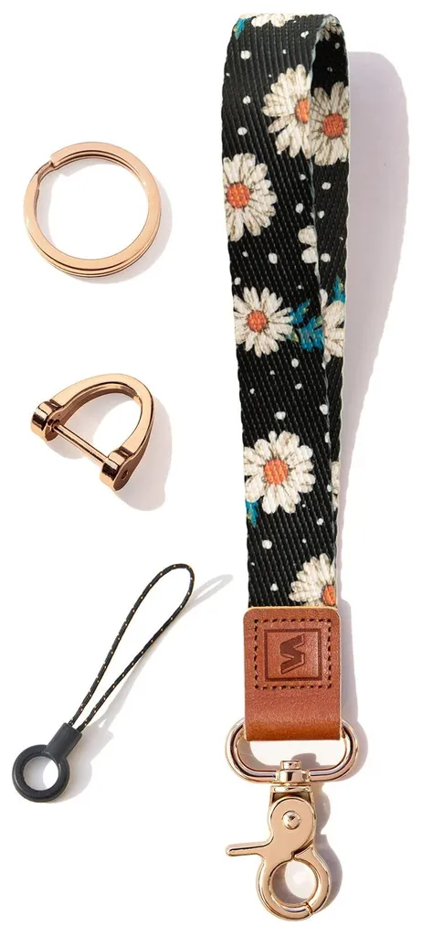 Petit cordon porte-clés robuste avec motif exclusif et anneau rotatif