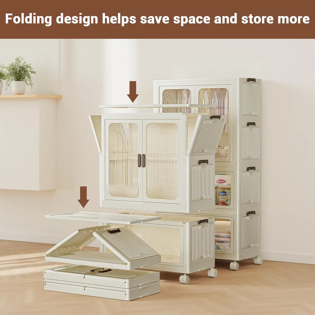 Boîtes de rangement durables et empilables pour armoire modulable beige