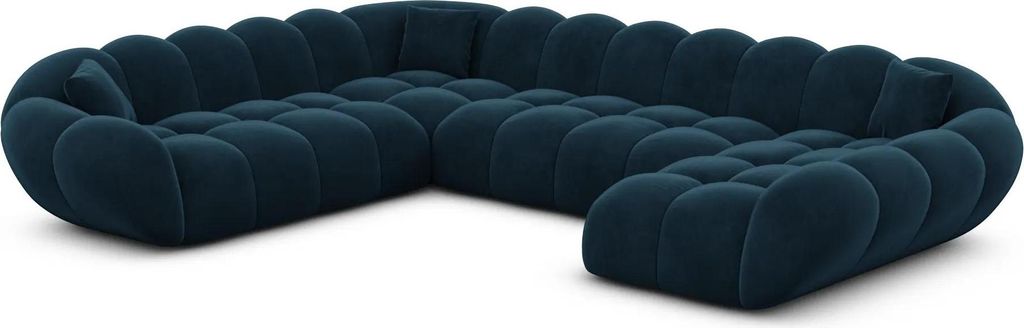 Samtstoff U-Form XXL Wohnlandschaft Liva Mitternachtsblau Rechts