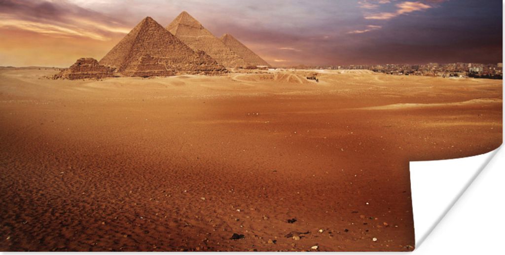 MuchoWow Poster Die Pyramiden von Gizeh in Ägypten in der Abenddämmerung 120x60 cm - Bild