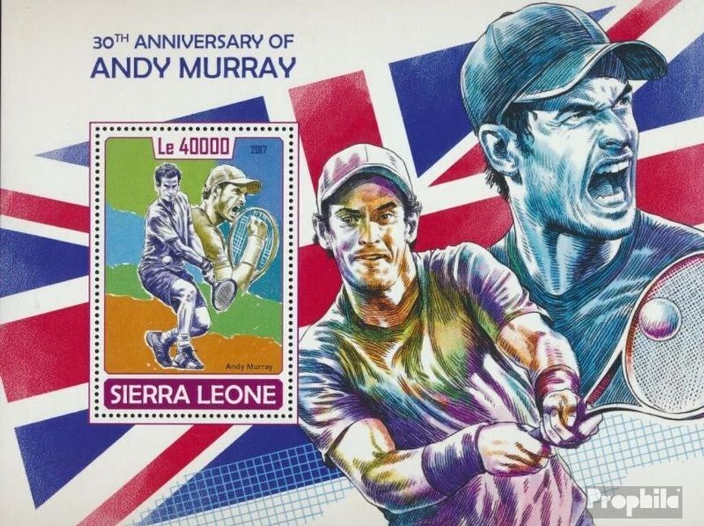 Briefmarken Sierra Leone 2017 Mi Block 1329 (kompl. Ausg.) postfrisch Andy Murray