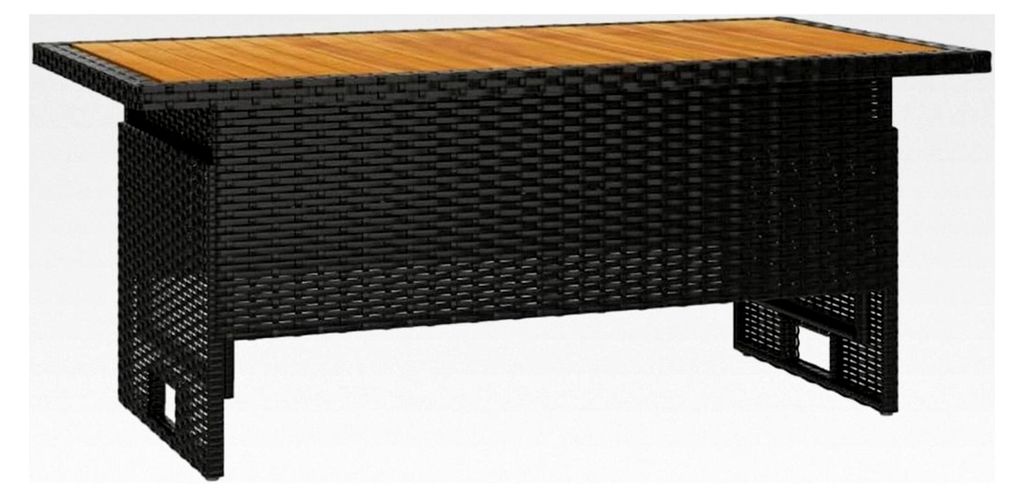 Gartentisch Schwarz 100x50x43/63 cm aus Akazienholz und Poly Rattan