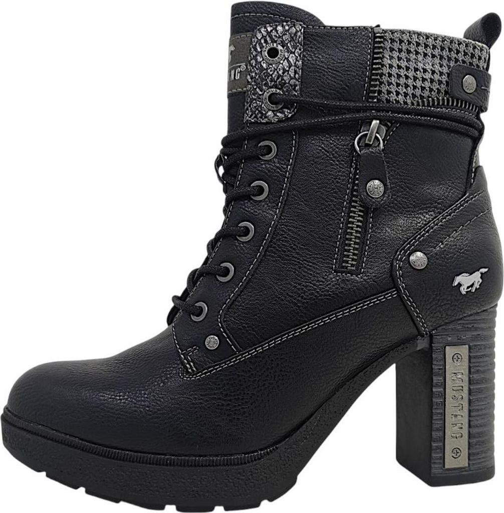Stivali da donna Mustang, modello stringato, colore nero, Immagine del prodotto 