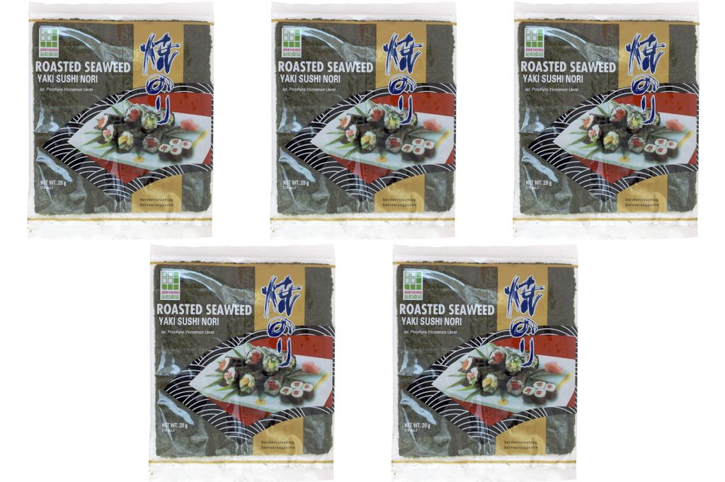 5er-Pack JHFOODS gerösteter Seetang Yaki Sushi Nori Gold 28g