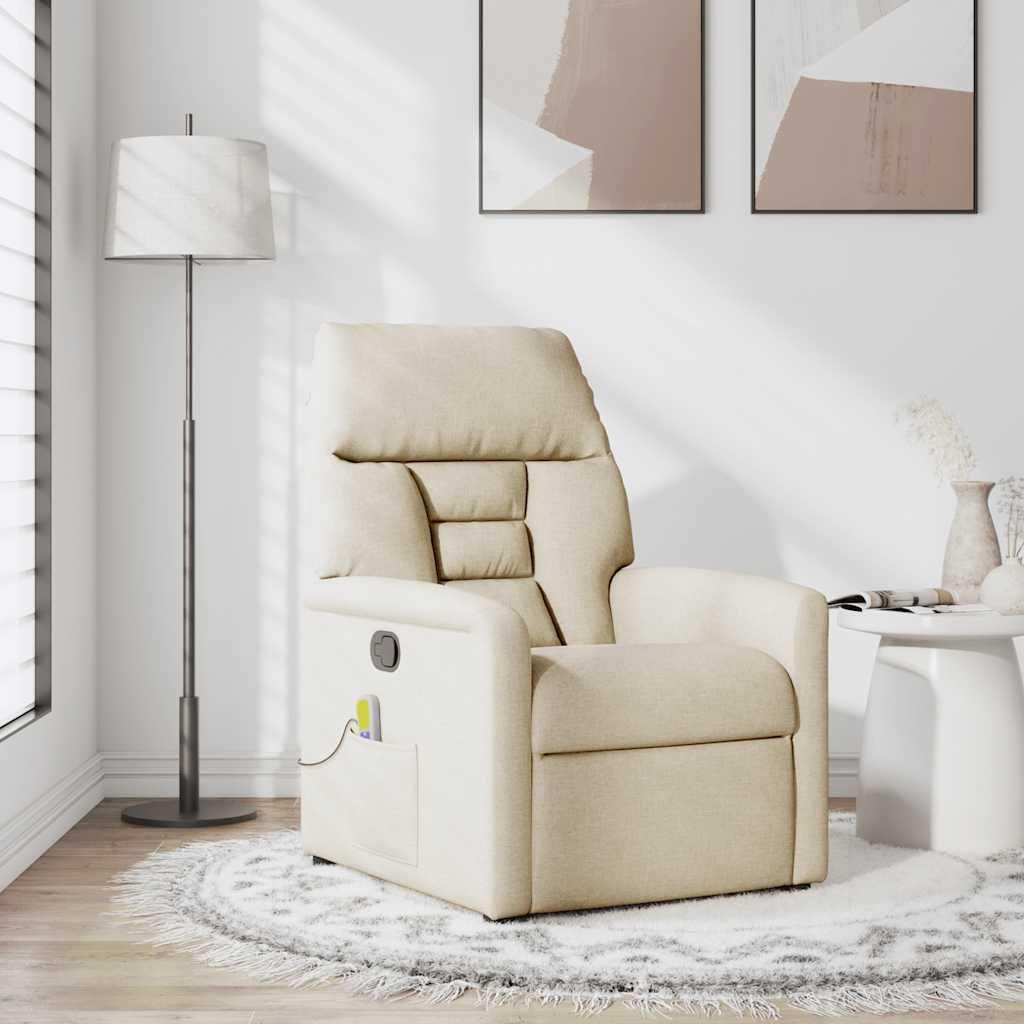 vidaXL Massagesessel Creme Stoff Produktbild 