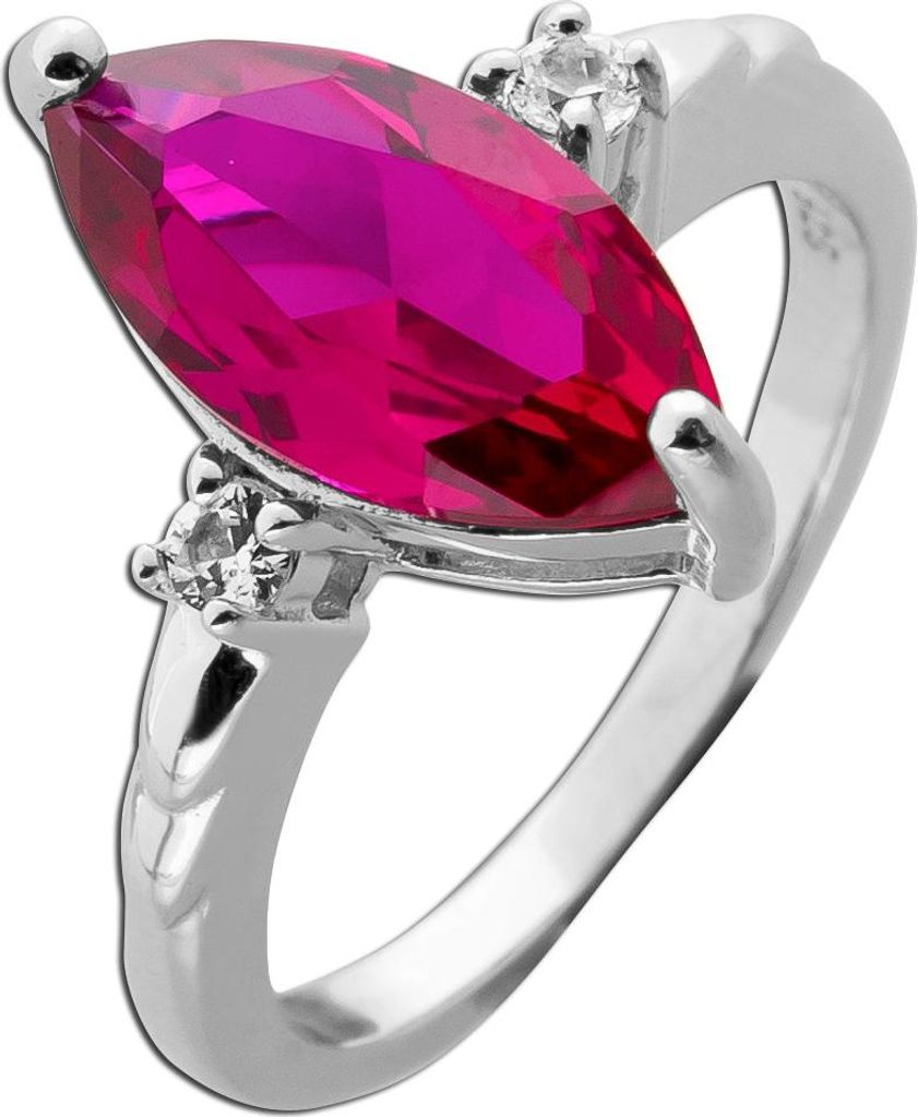 Rubin Ring Silber 925 roter Labor Edelstein weiße Lab Grown Saphir Edelsteine 20