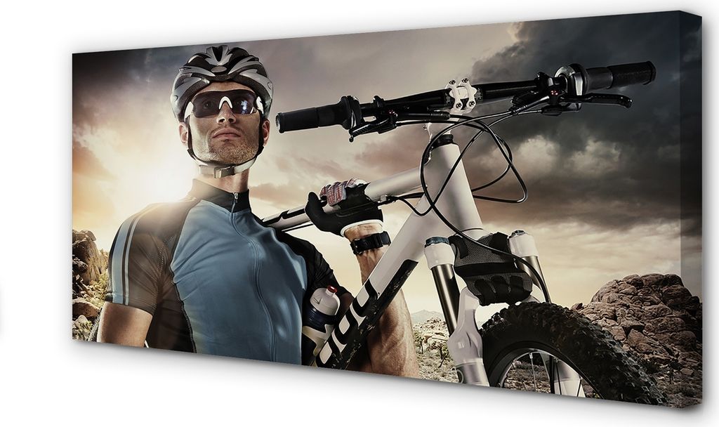 Leinwandbild 100x50 Wandkunst Radfahrer Fahrrad Wolken