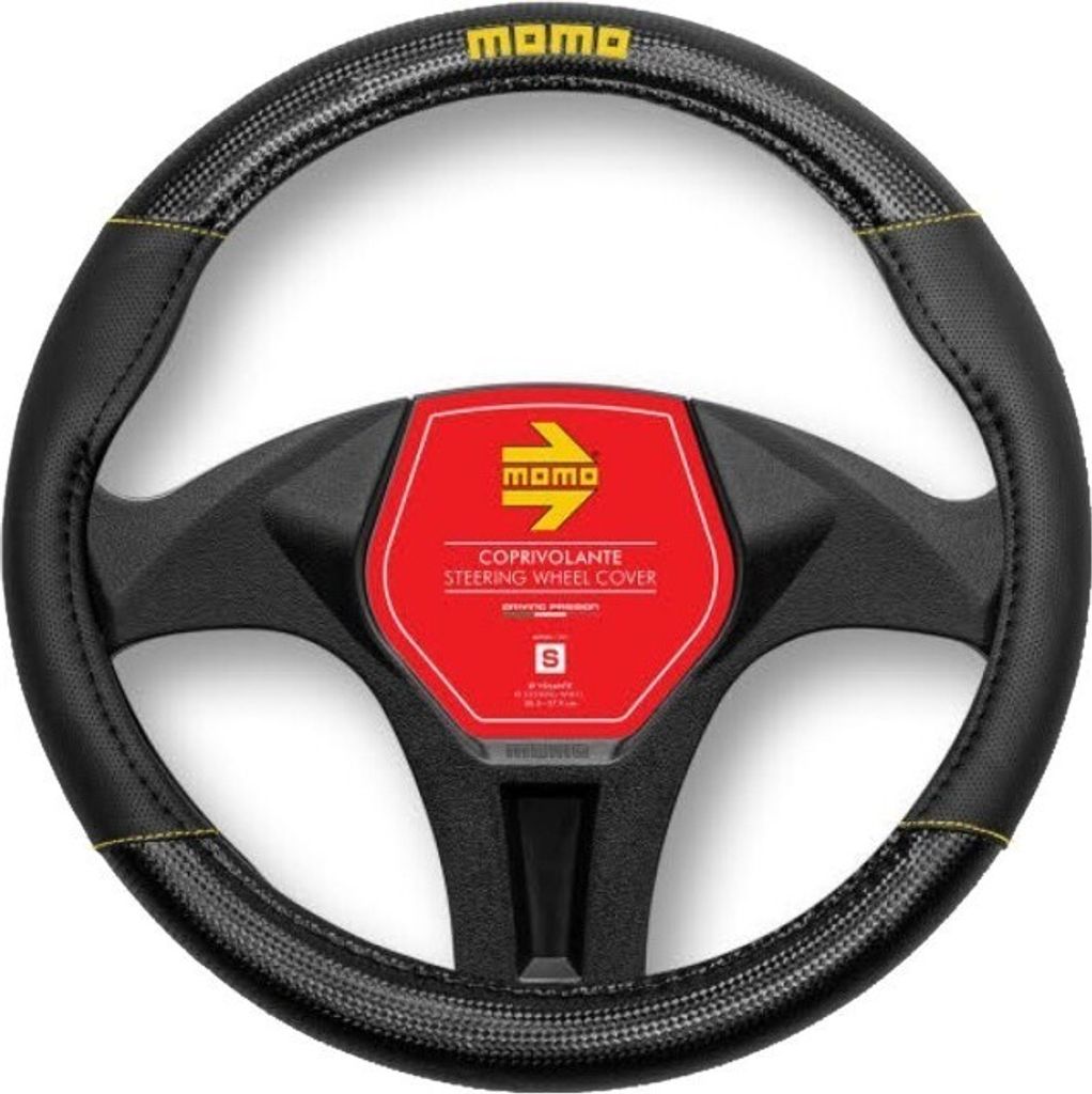 Momo SWC013BY CARBON Lenkradbezug Ø38-39cm Schwarz gelb Produktbild 