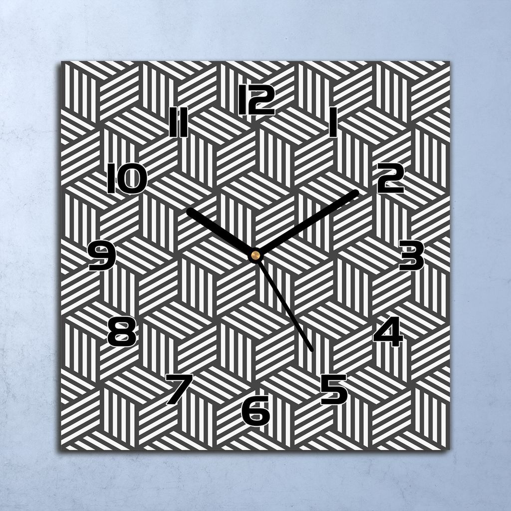 Wanduhr Echt-Glas-Küchenuhr Geometrische Würfel Quarz 30x30 Deko Bilder