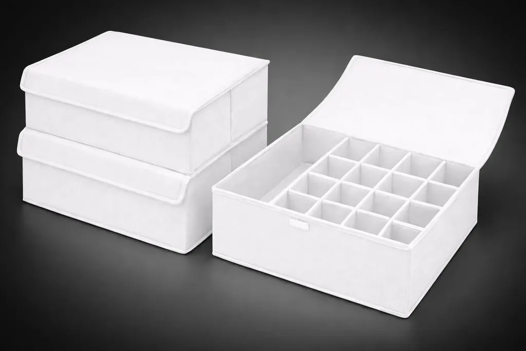 Rangement sous lit et dressing lot de 2 boîtes pliables 44 x 29 x 12,5 cm