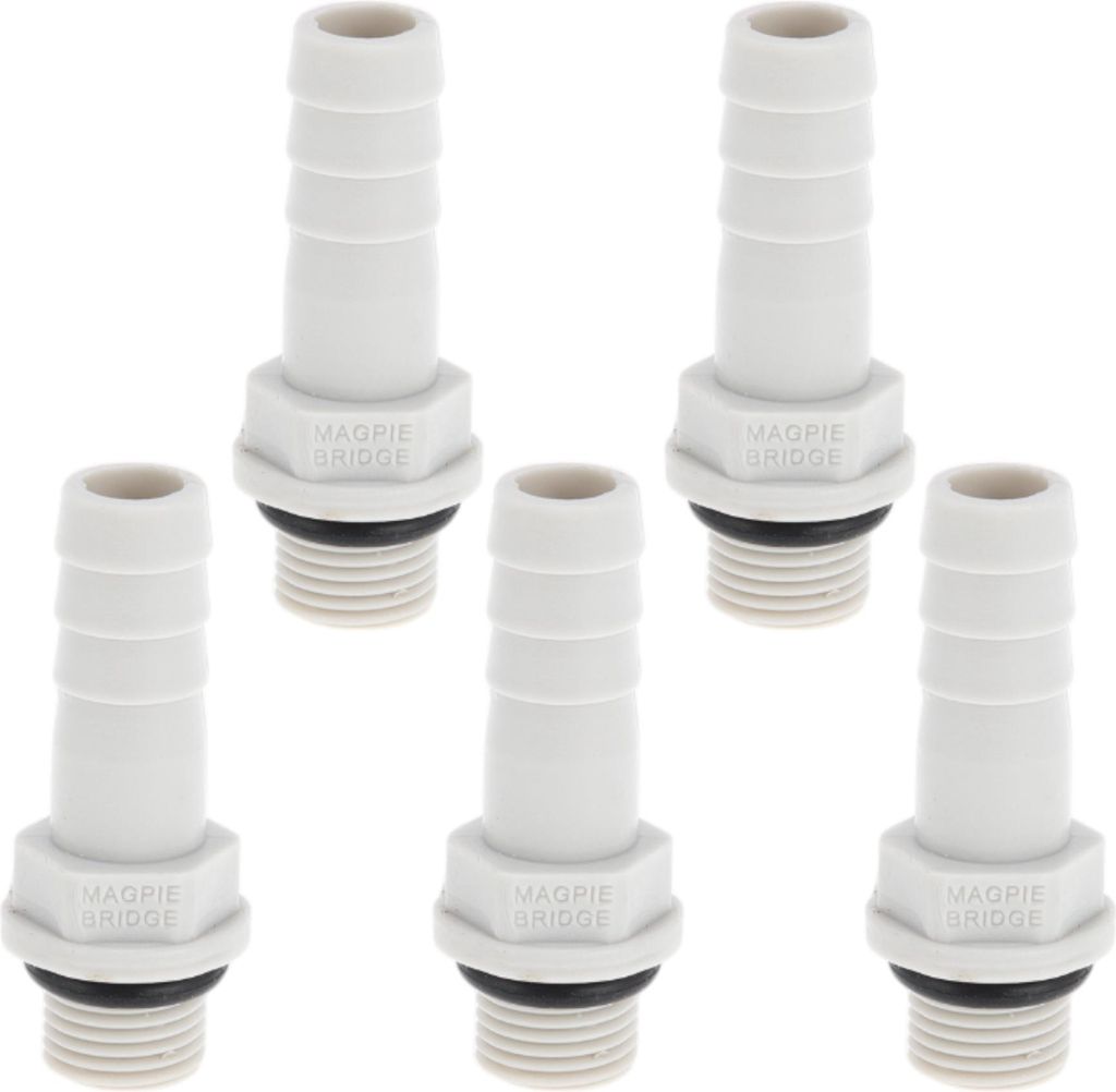 Kunststoff-Schlauchstutzenverbinder 5/16" 1/8"G Männliches Gewinde Gerader Rohrverbinder Grau Weiß 5 Stück