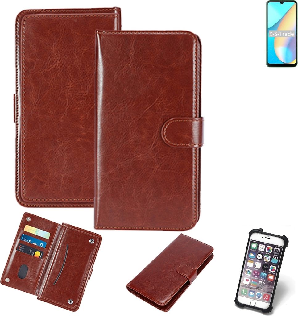 K-S-Trade 360° Hülle kompatibel mit Blackview OSCAL C20 Pro braun Kunstleder Case BookCase WalletCase Kunstlederederhülle Handyhülle, Rundumschutz