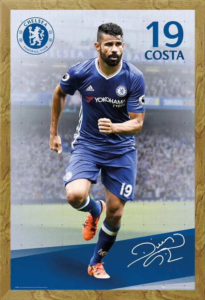 Arredo Sportivo Chelsea: Poster Diego Costa Cornice MDF Rovere