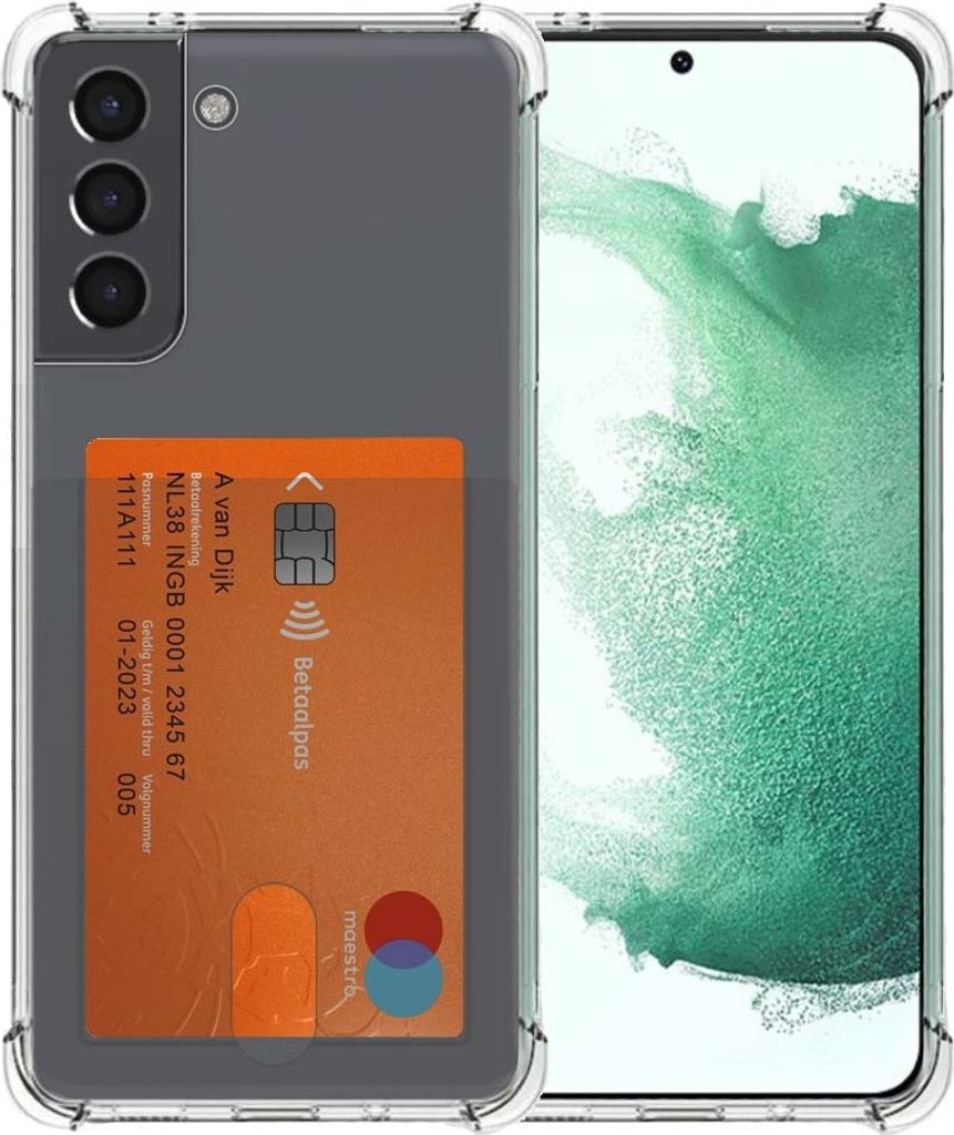 Smartphonica Telefoonhoesje Geschikt voor Samsung Galaxy S22 Plus met Pasjeshouder Doorzichtig Siliconen - Transparant TPU Shockproof Backcover C...