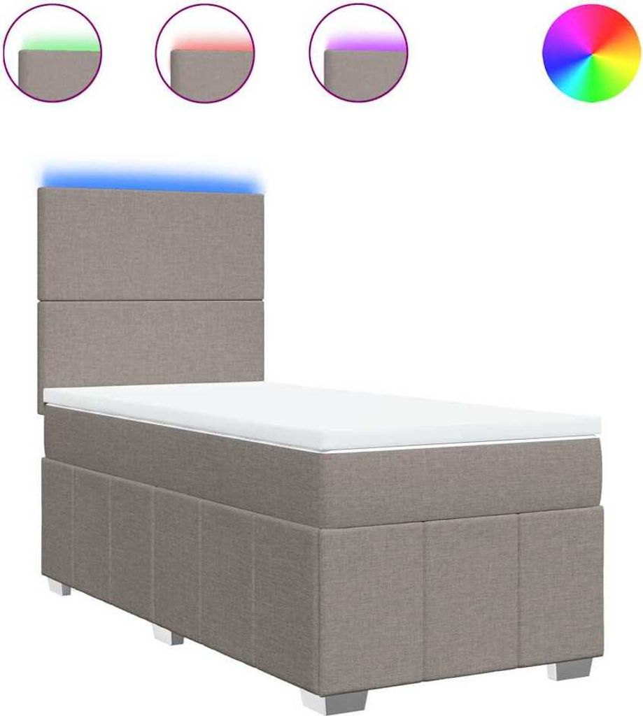 vidaXL Boxspringbett mit Matratze Taupe 80x200 cm Stoff