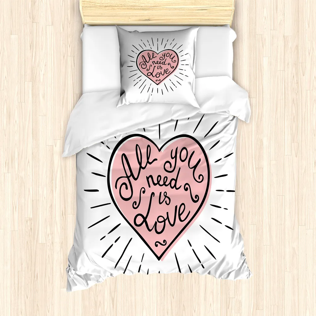 Set Copripiumino ABAKUHAUS Rosa Cuore 135x200cm - Comfort Anallergico - 1