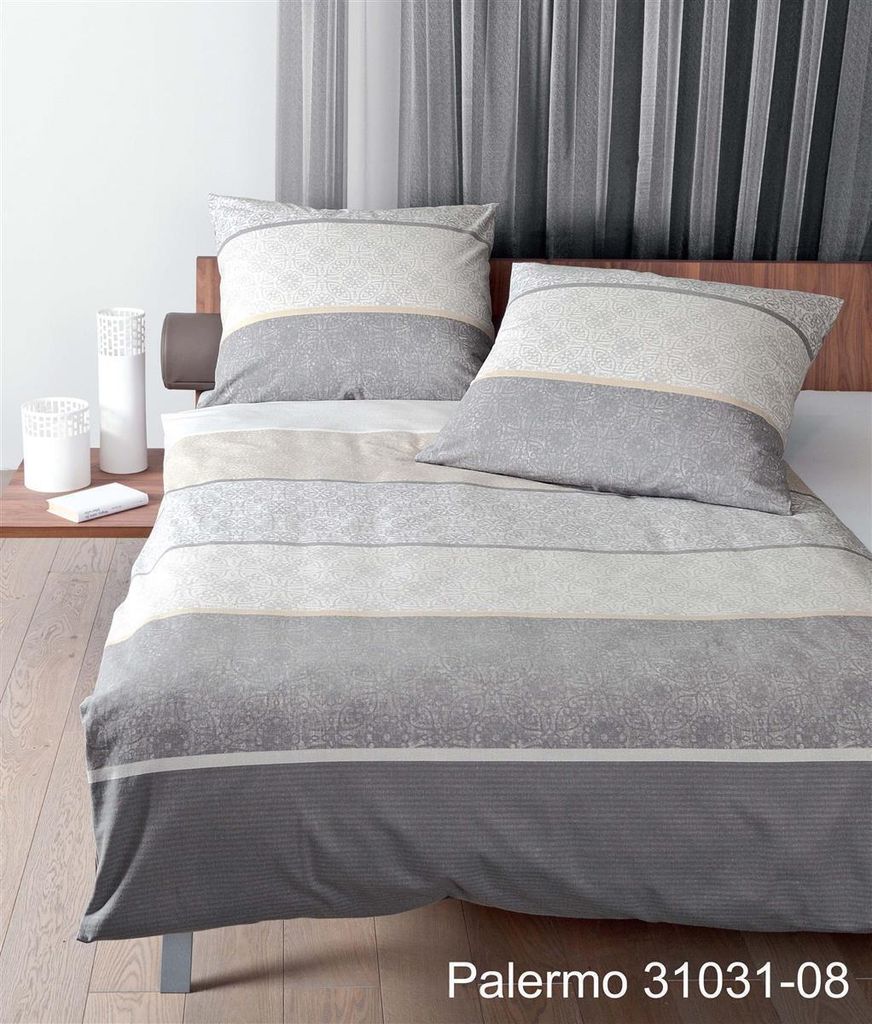 Janine Design Mako-Satin-Bettwäsche-Garnitur PALERMO 31031 Farbe silber sand Größe 155x200+80x80