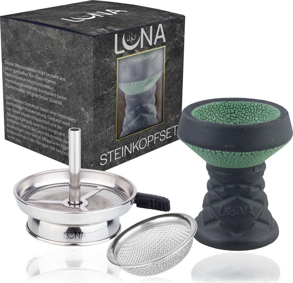 Steinkopf Set mit Kaminaufsatz Grün - inkl. Dichtung und Produktbild 