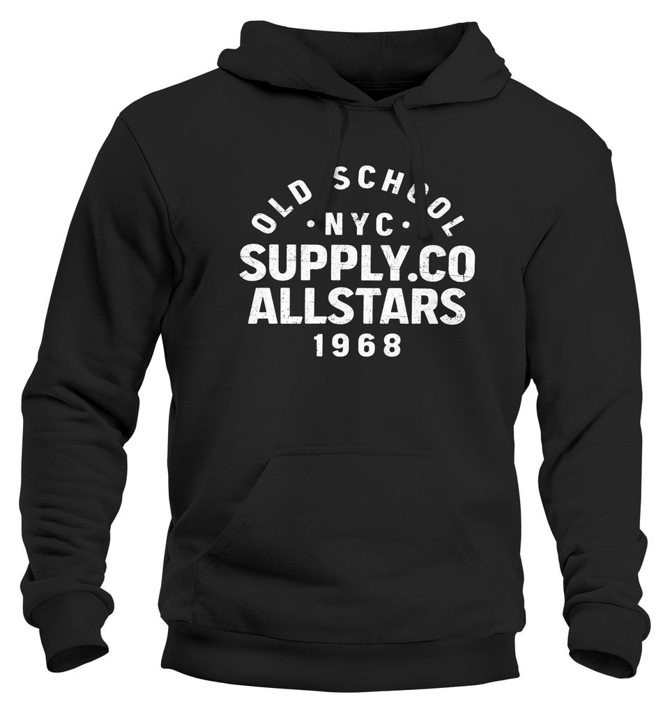 Hoodie Herren Bedruckt Schriftzug Oldschool NYC New York City Allstars Kapuzen-Pullover Männer Fashion Streetstyle Neverless schwarz -weiss 5XL