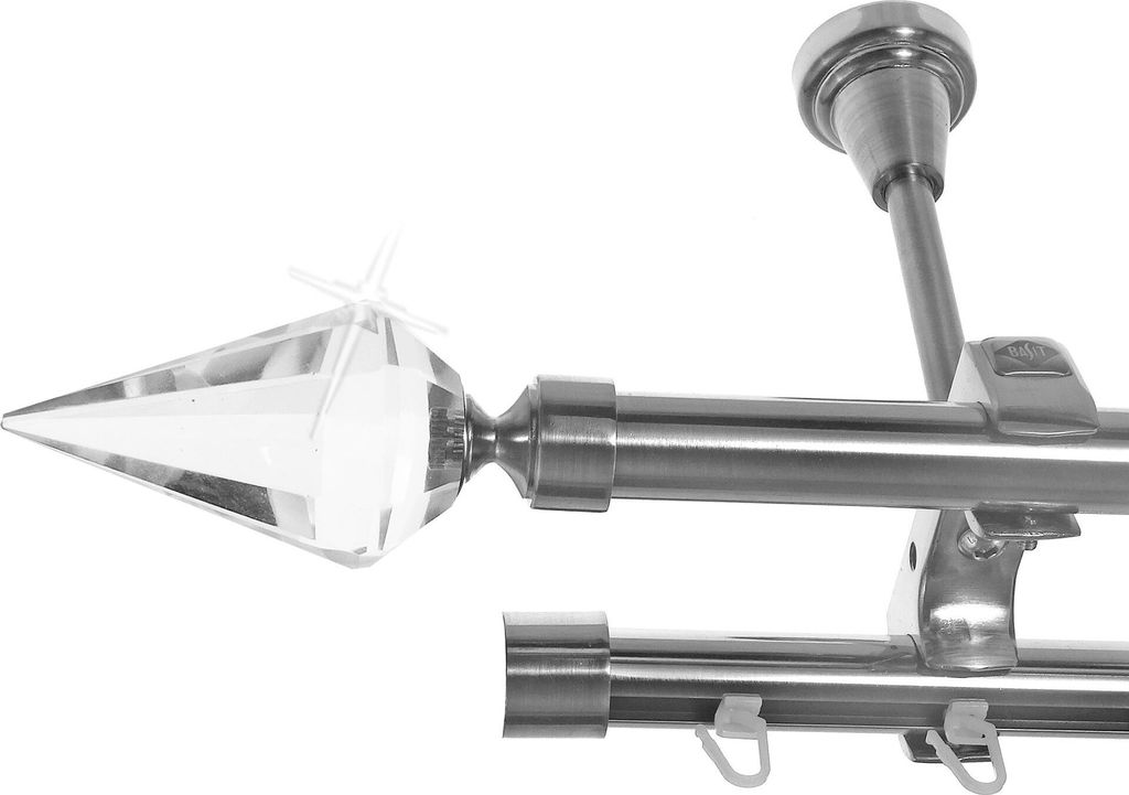 Rohr+Innenlauf Gardinenstange Ø 20mm Edelstahl Look 2-läufig Deckenträger D61 RI