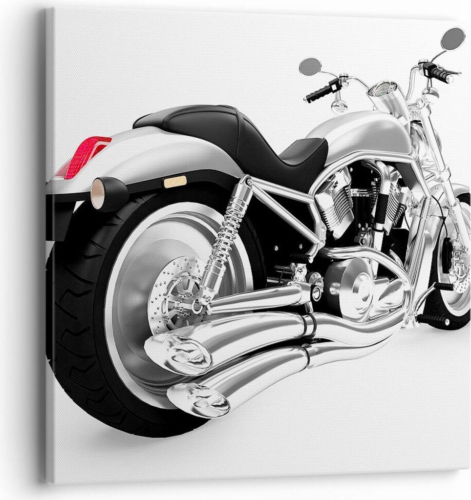 Bild auf Leinwand - Leinwandbild - Chopper Motorrad Chrom - 40x40cm - Wand Bild - Wanddeko - Leinwanddruck - Bilder - Kunstdruck - Wanddekoration -...