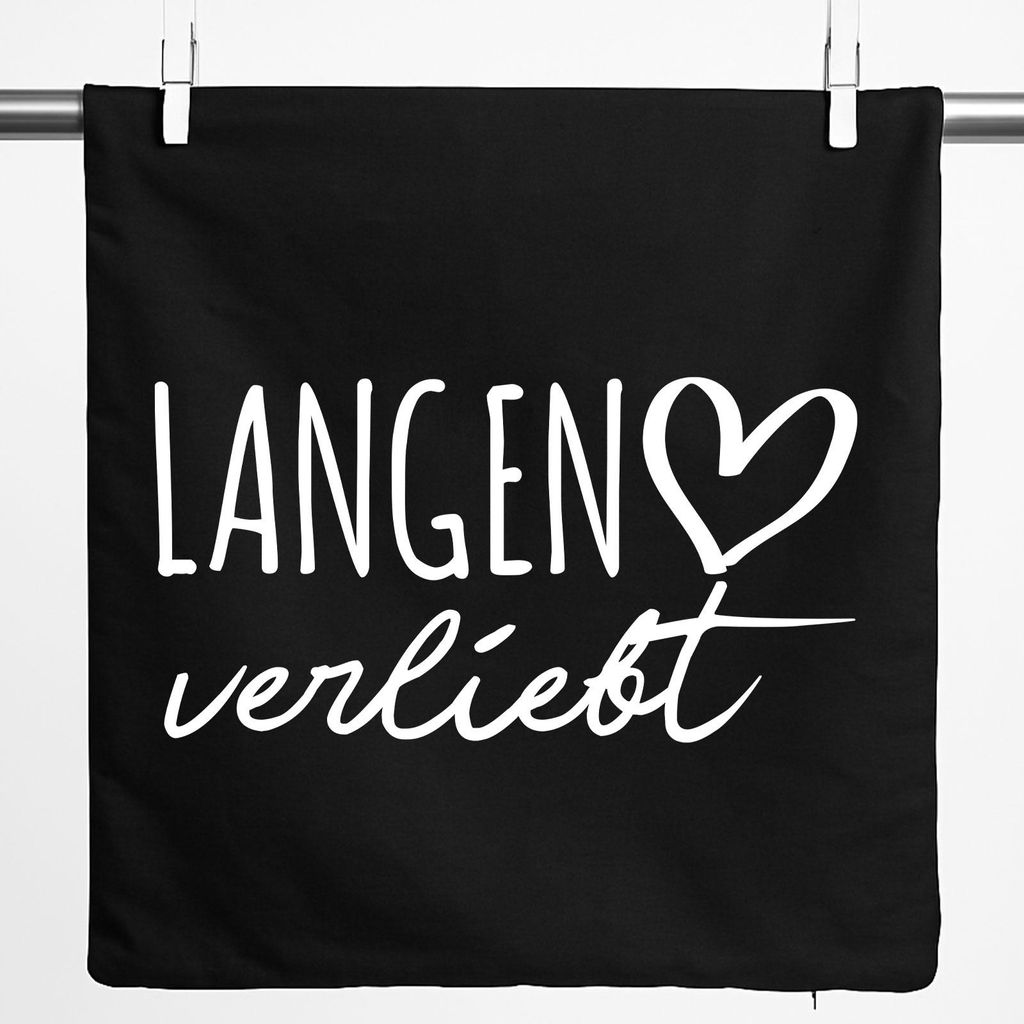 Huuraa Kissenbezug Langen verliebt 40x40cm Black Baumwolle Dekokissenbezug Geschenkidee